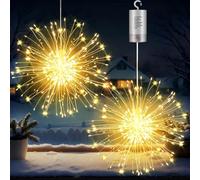 Joycome Lot de 2 boules lumineuses de Noël - 180 LED - Éclairage extérieur - Batterie avec télécommande - 8 modes - Feux d'artifice - Guirlande lumineuse étanche à suspendre - Décoration de Noël pour
