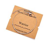 JoycuFF Bracelets inspirants avec code morse pour femme, perles en argent, bijoux d'encouragement, cadeaux de mantra pour elle, 7 inch, Métal, Grès
