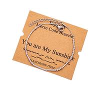 JoycuFF Bracelets inspirants avec code morse pour femme, perles en argent, bijoux d'encouragement, cadeaux de mantra pour elle, 7 inch, Métal, Grès