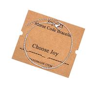 JoycuFF Bracelets inspirants avec code morse pour femme, perles en argent, bijoux d'encouragement, cadeaux de mantra pour elle, 7 inch, Métal, Grès