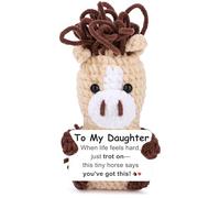 JoycuFF Cadeau d'anniversaire pour fille de la part de maman et papa, mini crochet de cheval positif fait à la main, cadeau de soutien émotionnel pour fille, trucs de cheval avec message inspirant