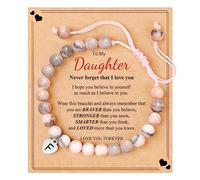 JoycuFF Cadeaux pour fille de la part de maman, bracelets To My Daughter, 5-7, 7-9 ans, cadeaux d'anniversaire, Noël, Pâques, Saint-Valentin, remise de diplôme, bracelets avec lettre E