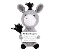 JoycuFF Mini âne amusant de la part de maman, papa, cadeau d'anniversaire pour belle-fille avec étape bonus, « I Love You » - Petites choses mignonnes - Fait à la main - Motif âne émotionnel positif