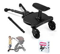 JoyCushy Planche Poussette Universelle,Skate Poussette Universelle, Portable Kiddy Boards avec Sangle de Suspension,Rotation à 360,Planches à Roulettes pour bébé pour Enfants de 2 à 6 Ans,noir