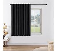 Joydeco 1 Panneau Rideau Occultant Thermique sur Mesure Noir, Rideau Thermique Isolant Anti Froid et Chaleur à Pattes Cachées et Passe Tringle, 85% Blocage de Lumière