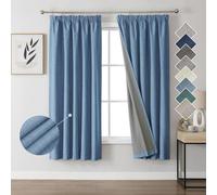 Joydeco 100% Rideau Occultant Thermique en Lin avec Galon Fronceur 117x137 cm 2 Pièces, Rideau Isolant Thermique Anti Froid et Chaleur à Passe Tringle pour Décoration de Porte Fenêtre