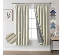 Joydeco 100% Rideau Occultant Thermique en Lin avec Galon Fronceur 117x183 cm 2 Pièces, Rideau Isolant Thermique Anti Froid et Chaleur à Passe Tringle pour Décoration de Porte Fenêtre