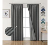Joydeco Rideaux Occultants Thermiques et Phoniques en Lin, Isolants Anti Froid et Chaleur, Rideaux et Draperies Intérieurs Élégants pour Salon et Chambre Gris 132L X 214H cm (2 Panneaux)
