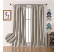Joydeco 100% Rideau Occultant Thermique en Lin avec Galon Fronceur 140x275 cm 2 Pièces, Rideau Isolant Thermique Anti Froid et Chaleur à Passe Tringle pour Décoration de Porte Fenêtre