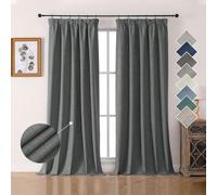 Joydeco 100% Rideau Occultant Thermique en Lin avec Galon Fronceur 140x275 cm 2 Pièces, Rideau Isolant Thermique Anti Froid et Chaleur à Passe Tringle pour Décoration de Porte Fenêtre