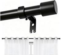Joydeco DEY2A Lot de tringles à rideaux réglables noires de 81 à 198 cm avec embout en aluminium pour salle de douche, chambre à coucher, salon
