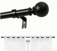 Joydeco DEY7A Lot de tringles à rideaux réglables noires de 81 à 198 cm avec embout en aluminium pour salle de douche, chambre à coucher, salon