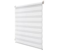 Joydeco Double Rideau à Enrouleur sans Perçage - Fixation par Pince - 3 Modes Lumière : Translucide à Occultant - Hauteur Réglable en Continu Blanc 80_x_100_cm