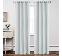 Joydeco Ensemble de 2 Rideaux Longs Blancs à Isolation Thermique avec œillets pour fenêtre de Salon, Chambre à Coucher (132 x 228 cm (l x L), Blanc grisâtre)
