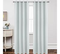 Joydeco Ensemble de 2 Rideaux Longs Blancs à Isolation Thermique pour fenêtre de Salon, Chambre à Coucher (132 x 304 cm (l x L), Blanc grisâtre)