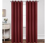 Joydeco Ensemble de 2 Rideaux Longs occultants à Isolation Thermique avec œillets pour fenêtre de Chambre à Coucher et Salon (132 x 304,8 cm (l x L), Rouge Bordeaux)