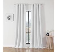 Joydeco Ensemble de 2 Rideaux Longs occultants à Isolation Thermique avec œillets pour fenêtre de Chambre à Coucher, Salon (Blanc grisâtre, 132 x 274 cm (l x L)