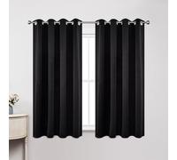 Joydeco Ensemble de 2 Rideaux Longs occultants à Isolation Thermique avec œillets pour fenêtre de Salon, Chambre à Coucher (132 x 183 cm (l x L), Noir)