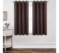 Joydeco Ensemble de 2 Rideaux Longs occultants à Isolation Thermique avec œillets pour fenêtre de Salon, Chambre à Coucher (132 x 160 cm (l x L), Chocolat)