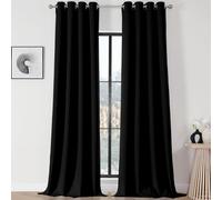 Joydeco Ensemble de 2 Rideaux Longs occultants à Isolation Thermique avec œillets pour fenêtre de Salon, Chambre à Coucher (Noir, 132 x 274 cm (l x L)
