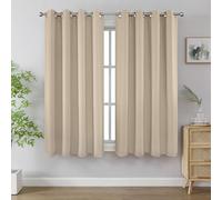 Joydeco Ensemble de 2 Rideaux Longs occultants à Isolation Thermique avec œillets pour fenêtre de Salon, Chambre à Coucher (132 x 183 cm (l x L), Beige Clair)