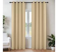 Joydeco Ensemble de 2 Rideaux Longs occultants à Isolation Thermique avec œillets pour fenêtre de Salon, Chambre à Coucher (132 x 241 cm (l x L), Beige)