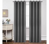 Joydeco Ensemble de 2 Rideaux Longs occultants à Isolation Thermique avec œillets pour fenêtre de Salon, Chambre à Coucher (132 x 241 cm (l x L), Gris Clair)
