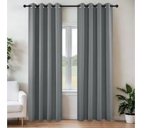 Joydeco Ensemble de 2 Rideaux Longs occultants à Isolation Thermique avec œillets pour fenêtre de Salon, Chambre à Coucher (132 x 241 cm (l x L), Gris Clair)