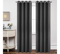 Joydeco Ensemble de 2 Rideaux Longs occultants à Isolation Thermique avec œillets pour fenêtre de Salon, Chambre à Coucher (132 x 241 cm (l x L), Gris foncé)