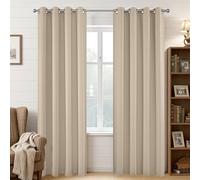 Joydeco Ensemble de 2 Rideaux Longs occultants à Isolation Thermique avec œillets pour fenêtre de Salon, Chambre à Coucher (132 x 274 cm (l x L), Beige Clair)