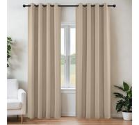 Joydeco Ensemble de 2 Rideaux Longs occultants à Isolation Thermique avec œillets pour fenêtre de Salon, Chambre à Coucher (132 x 241 cm (l x L), Beige Clair)