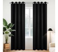 Joydeco Ensemble de 2 Rideaux Longs occultants à Isolation Thermique avec œillets pour fenêtre de Salon, Chambre à Coucher (132 x 274 cm (l x L), Noir)