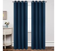 Joydeco Ensemble de 2 Rideaux Longs occultants à Isolation Thermique avec œillets pour fenêtres de Chambre à Coucher et Salon (132 x 228,6 cm (l x L), Bleu Marine)