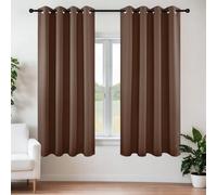 Joydeco Ensemble de 2 Rideaux Longs occultants à Isolation Thermique avec œillets pour fenêtres de Chambre à Coucher et Salon (106 x 160 cm (l x L), Marron)