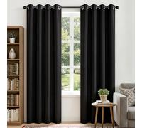 Joydeco Ensemble de 2 Rideaux occultants à Isolation Thermique avec œillets pour fenêtre de Salon, Chambre à Coucher (132 x 228 cm (l x L), Noir)