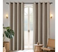 Joydeco Ensemble de 2 Rideaux occultants Extra Longs en Lin pour Chambre à Coucher, Rideaux texturés à Isolation Thermique pour Salon (132,1 x 274,3 cm, Lin)