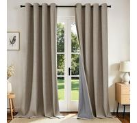 Joydeco Ensemble de 2 Rideaux occultants Extra Longs en Lin pour Chambre à Coucher, Rideaux texturés à Isolation Thermique pour Salon (132,1 x 274,3 cm, Lin)