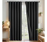 Joydeco Ensemble de 2 Rideaux occultants Noirs de 213 cm de Long pour Chambre à Coucher, Rideaux occultants pour fenêtre de Salon (132 x 213 cm (l x L), Noir)