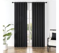 Joydeco Ensemble de 2 Rideaux occultants pour Chambre à Coucher et Salon - 132 x 243 cm (l x L), Noir