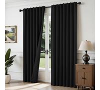 Joydeco Ensemble de 2 Rideaux occultants pour Chambre à Coucher et Salon - 132 x 243 cm (l x L), Noir
