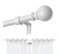 Joydeco Ensemble de tringle à rideaux réglable blanc 76 cm-304 cm Tringle décorative pour rideaux avec embout en aluminium pour salle de bain, chambre, salon DEY7A