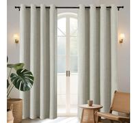 Joydeco Lot de 2 Rideaux 100% Occultants en Lin - Isolation Thermique en Toile de Jute - Texturés à Œillets pour Chambre à Coucher et Salon (132 x 241 cm)