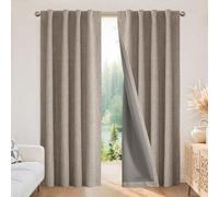 Joydeco Lot de 2 Rideaux 100% occultants en Lin Naturel avec Languette arrière et Passe-Tringle pour Chambre à Coucher et Salon, 274,3 cm de Long, Bordeaux