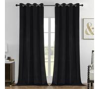 Joydeco Lot de 2 rideaux 100 % occultants en velours à isolation thermique avec œillets pour fenêtres de salon (132 x 304 cm)