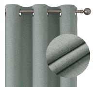 Joydeco Lot de 2 rideaux 100 % occultants pour chambre à coucher, 137 cm de haut, rideaux à œillets avec revêtement offrant une isolation thermique, pour salon, 117 x 137 cm, vert sauge