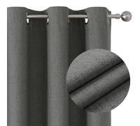 Joydeco Lot de 2 rideaux 100 % occultants pour chambre à coucher, 160 cm de hauteur, isolation thermique, isolation thermique, revêtement arrière pour bloquer la lumière, 132 x 160 cm (l x L), gris