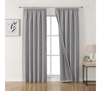 Joydeco Lot de 2 rideaux 100 % occultants pour chambre à coucher, rideaux plissés en faux lin à isolation thermique avec revêtement arrière pour obscurcissement de la pièce, protection de l'intimité