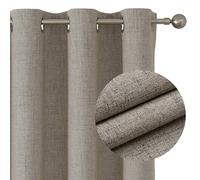 Joydeco Lot de 2 rideaux et rideaux 100 % occultants en lin pour chambre à coucher - Isolation thermique - Rideaux à œillets texturés pour salon (ligne, 140 x 239 cm)