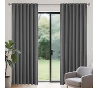 Joydeco Lot de 2 Rideaux occultants à Isolation Thermique avec Passe-Tringle et Languette arrière pour fenêtre de Salon, 132 x 274 cm (l x L), Gris Clair