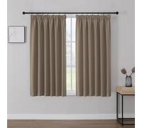 Joydeco Lot de 2 Rideaux Occultants avec Galon Fronceur 117x137 cm pour Rail et Passe Tringle, Rideau Opaque Isolant Thermique Phonique, Décoration Intérieure de Salon Chambre Balcon - Kaki